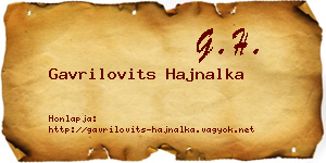 Gavrilovits Hajnalka névjegykártya